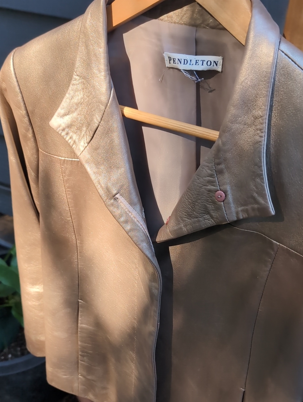 Pendleton Shimmery Leather Metallic Taupe Leather Jacket